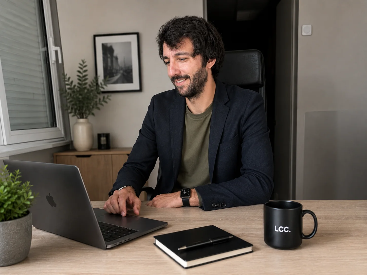 Charles, fondateur de La Conciergerie de Charles, à son bureau